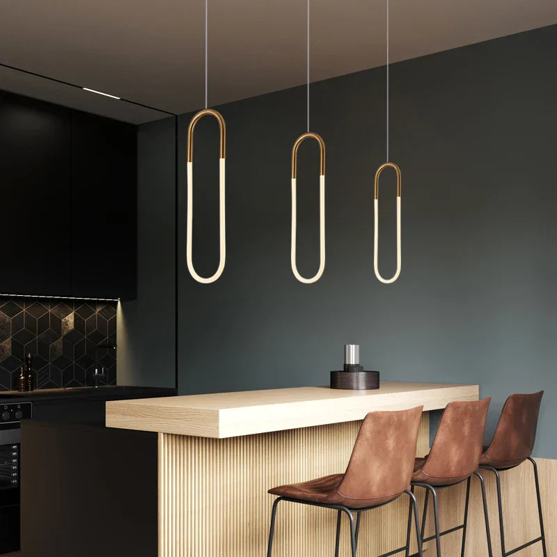 Gold Ring Pendant Light 3-Head Design