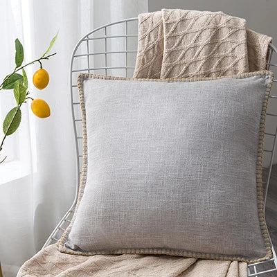Decorbites™ Leinen-Fransen-Kissenbezug: Blau Grau Gelb Rot Grün für Sofa Bett