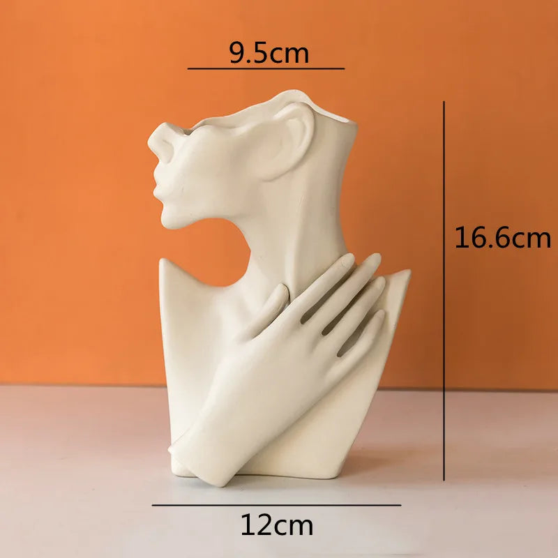 Decorbites™ Abstraktes Halbgesicht Keramikvasen-Porträt-Ornament Künstliches Handwerk