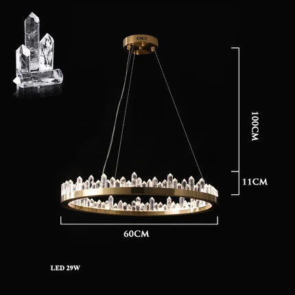 Gold Crystal Dining Chandelier Rectangle 100cm