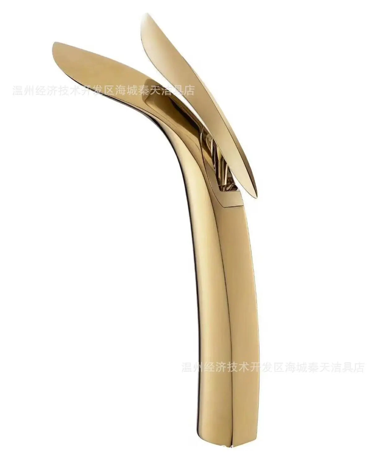 Gold Brass Basin Faucet Tall Single-Handle Style
