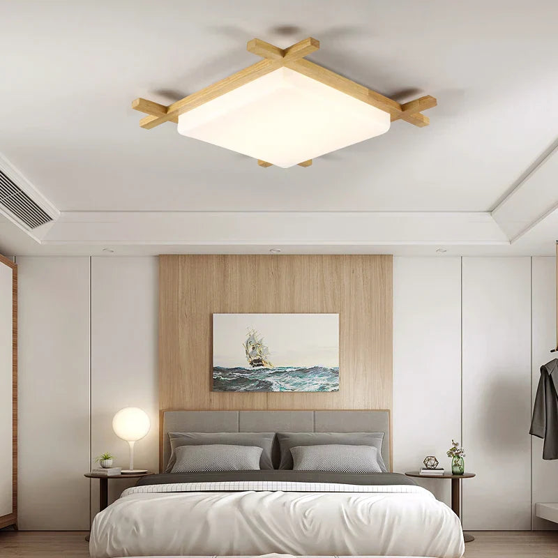 Decorbites™ Japanische Holz-Deckenleuchte Tatami-Lampe Einbauleuchte Wohnzimmer Schlafzimmer Quadratisch
