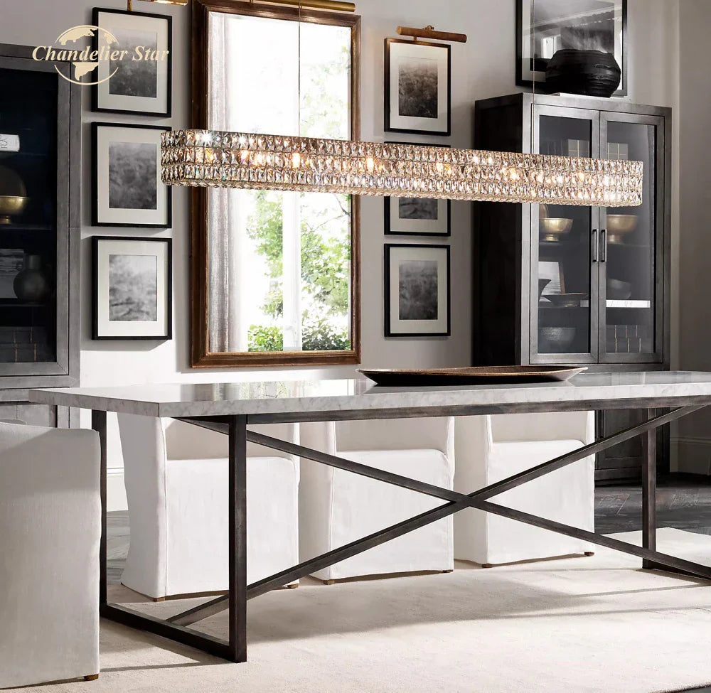 DecorBites™ Crystal LED Linear Chandelier for Kitchen Island Dining Room