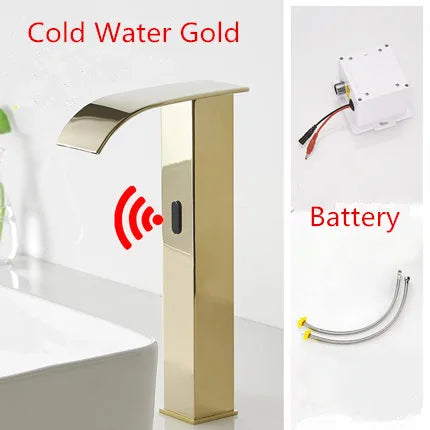 Decorbites™ Gold Sensor-Wasserfall-Waschtischarmatur Automatisch Berührungslos Heiß-Kalt-Mischer Badezimmer