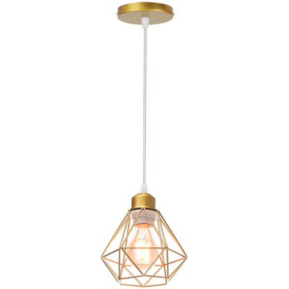 DecorBites™ Industrial Iron Cage Pyramid Pendant Lamp for Kitchen Bedroom Living Room