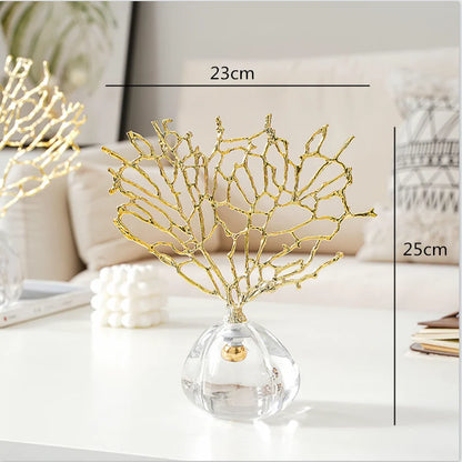 Decorbites™ Kristall-Metall-Goldene-Korallen-Handwerkskunst Heimdekoration für modernen Wohnraum