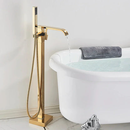 Decorbites™ Gold Badewannenarmatur-Set Heißes und Kaltes Wasser Duschmischer Hahn Wasserfall Bodenständer