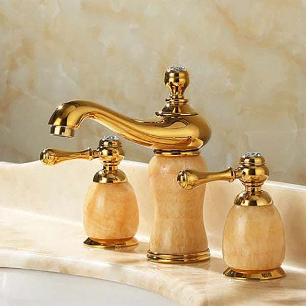 Gold Jade Basin Faucet With Double Handles