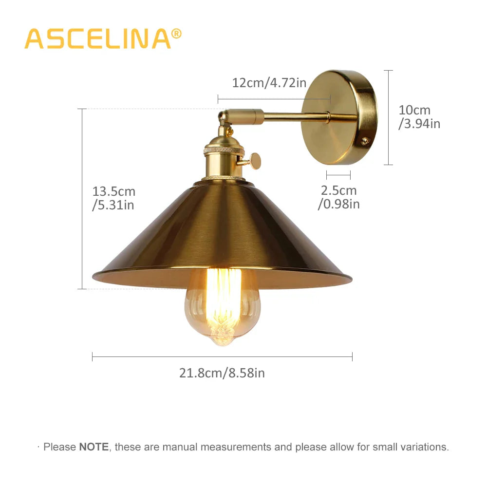 Decorbites™ Kupfer Vintage Wandlampe Schlafzimmer E27 Wandapplikation Gold Wohnzimmer Wandlicht