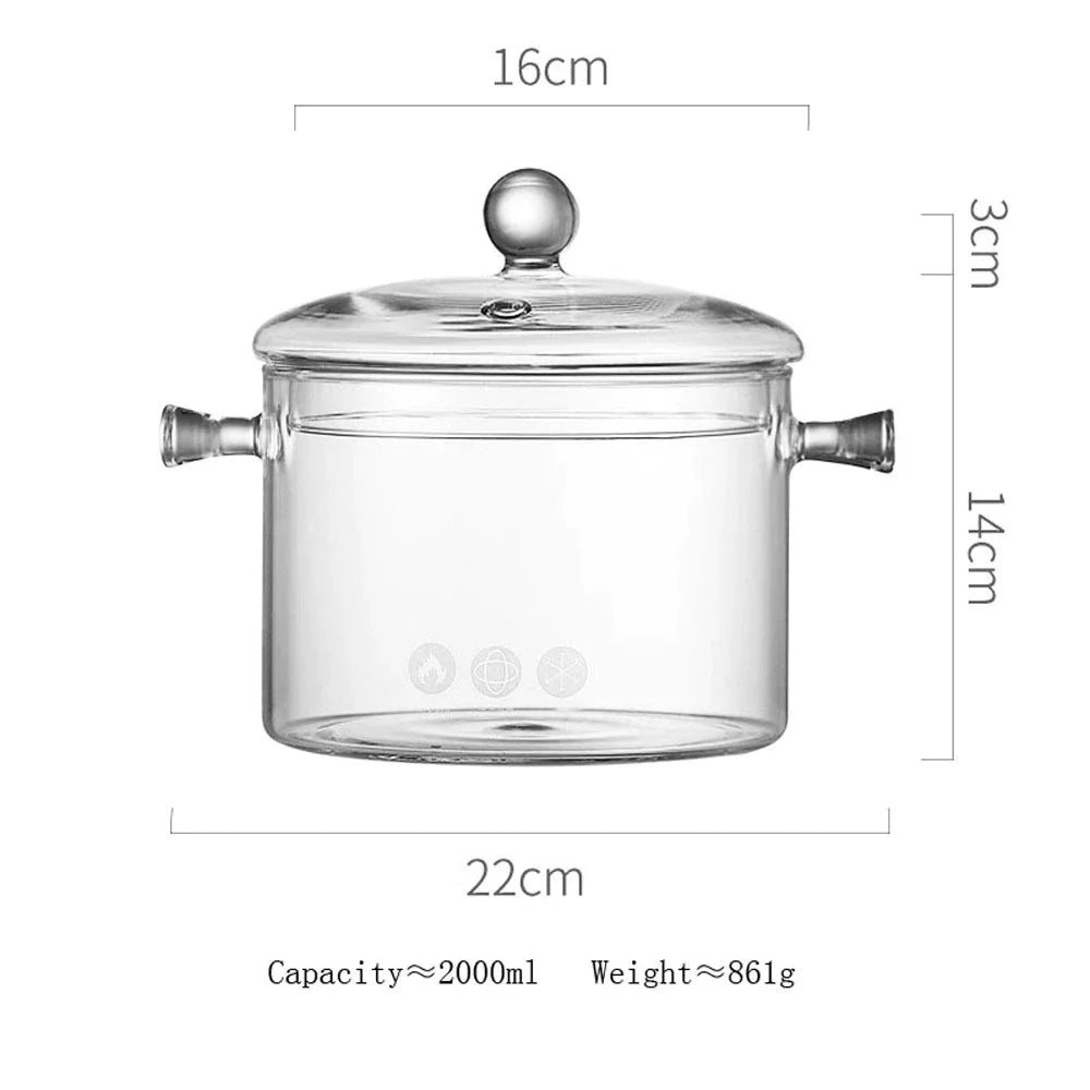 Decorbites™ Glas-Kochtopf – Hitzebeständiger Herdtopf zum Kochen von Wasser, Nudeln und Suppenzubereitung