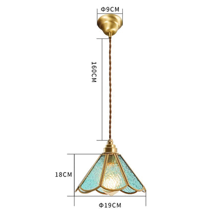 Decorbites™ Japanisches Vintage-Glas-Kupfer-LED-Pendant-Lampenleuchte für Schlafzimmer, Bar, Café
