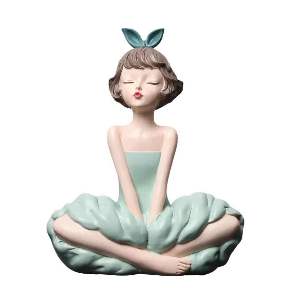 Decorbites™ Schleifenmädchen-Figur: Moderne nordische Charakterskulptur mit Aufbewahrungsbox