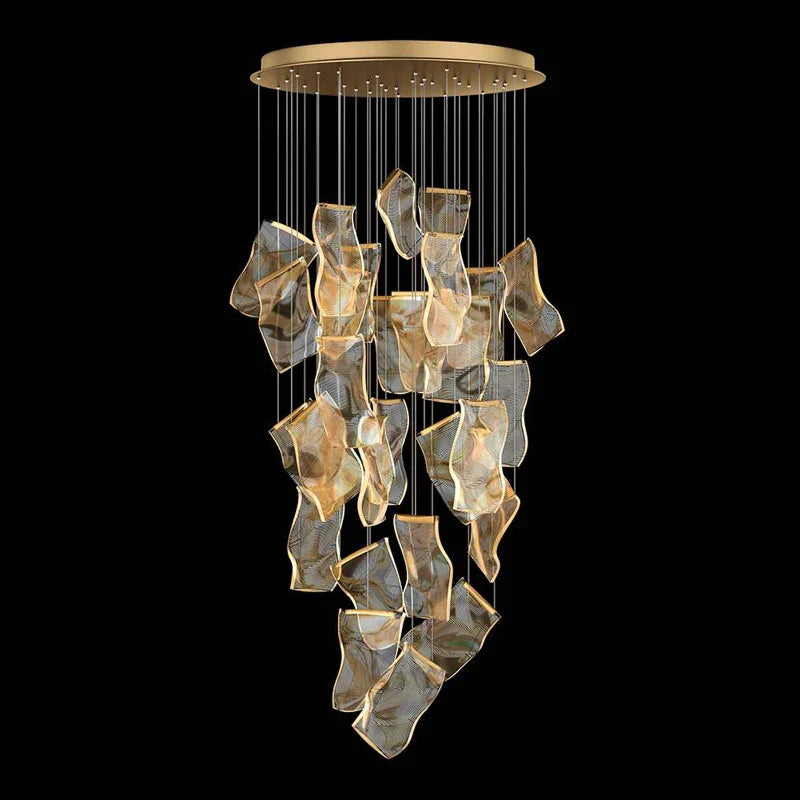 Decorbites™ Goldene Liebes-Papier-Lüster: Postmoderne LED-Designerbeleuchtung für den Eingangsbereich