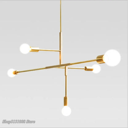 DecorBites™ Cross Style 5-Head Pendant Light in Gold and Black Finish for Modern Home Decor