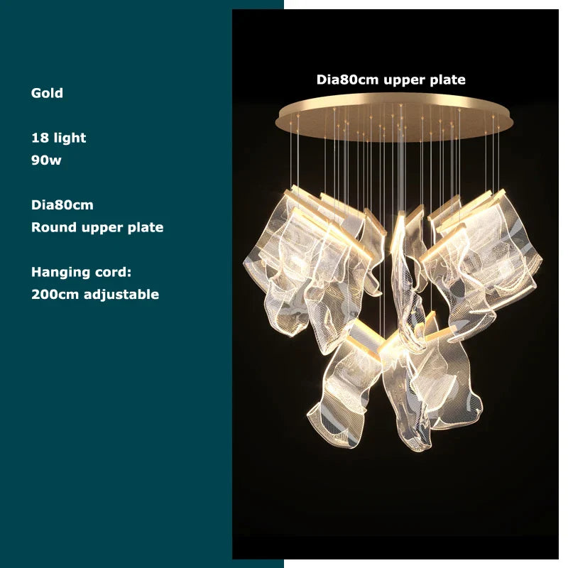 Decorbites™ Goldene Liebes-Papier-Lüster: Postmoderne LED-Designerbeleuchtung für den Eingangsbereich