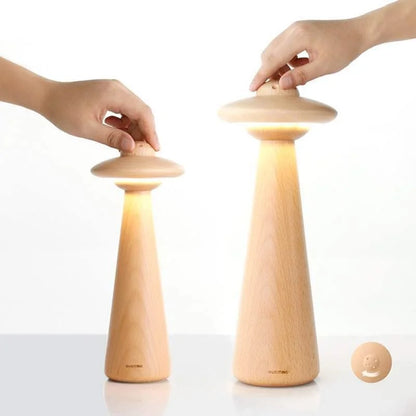 Decorbites™ Kinder-UFO-Holz-LED-Tischleuchte: Modern, dimmbar, Cartoon-Design, ideal für das Kinderzimmer