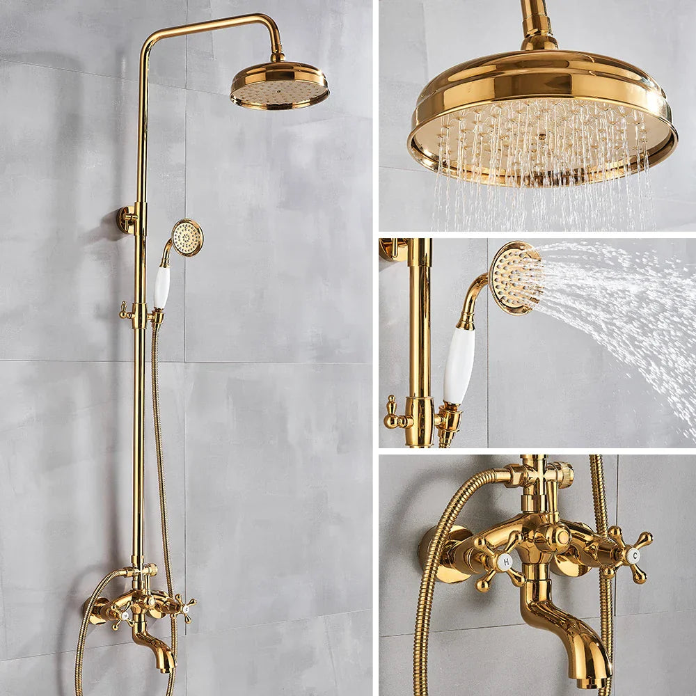 Gold Brass Tub Faucet Set