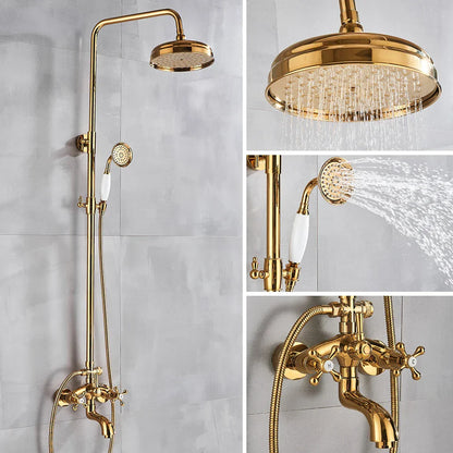 Decorbites™ Gold Messing-Duscharmatur-Set mit Wannenarmatur und Doppelgriffen