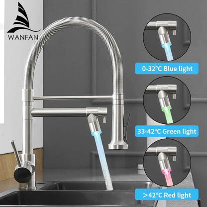DecorBites™ LED Kitchen Faucet with Dual Spouts and Single Handle