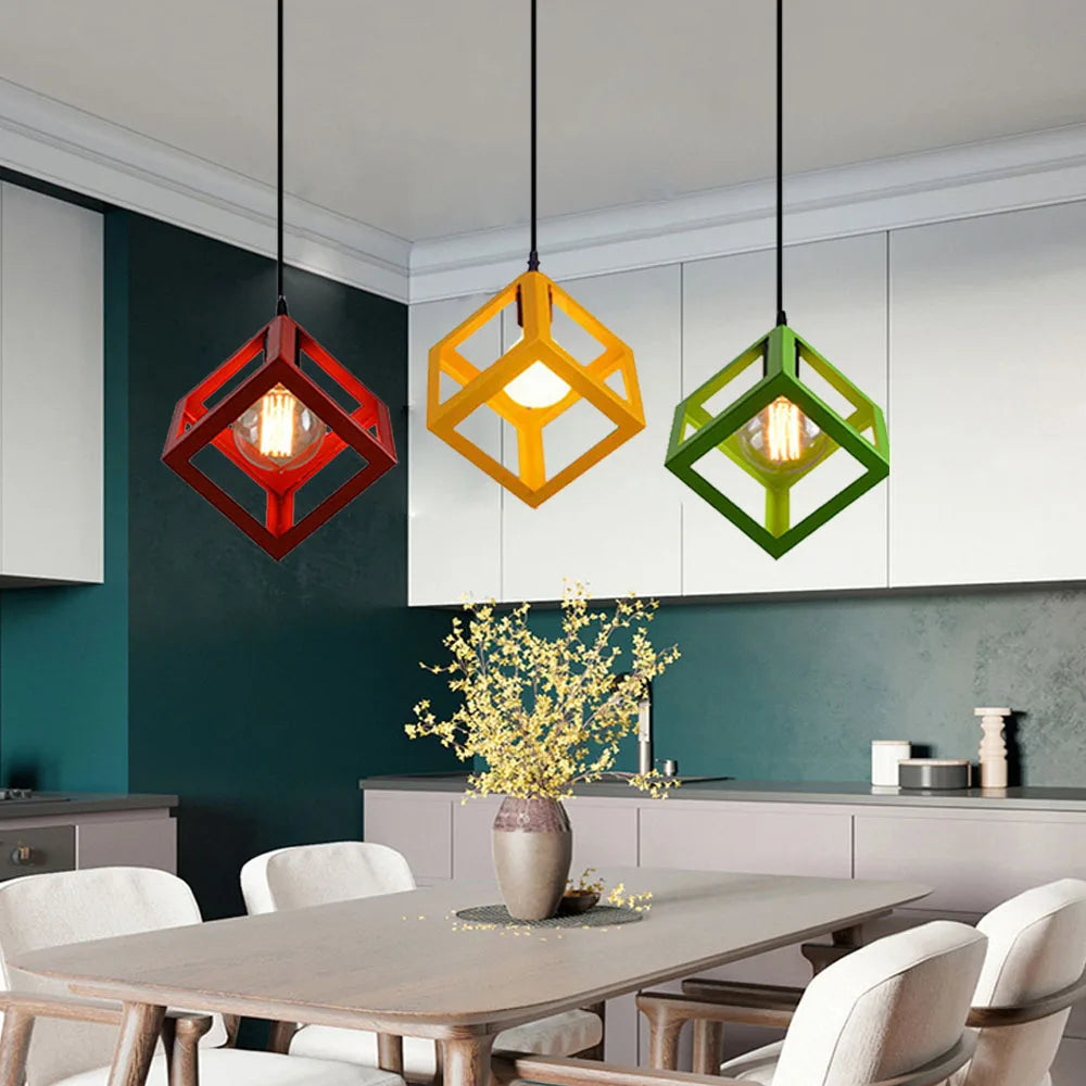 Decorbites™ Geometrische Würfel-Pendantleuchten-Trio mit Metall-Schirmen Quadratische Deckenlampen