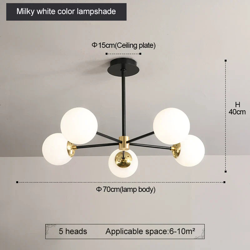 Decorbites™ Glas-Kugeln-LED-Kronleuchter: Retro runde Schmiedeeisen-Innenbeleuchtung für Küche, Wohnzimmer, Bauernhaus