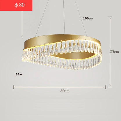 DecorBites™ Crystal Stainless Steel LED Chandelier for Foyer