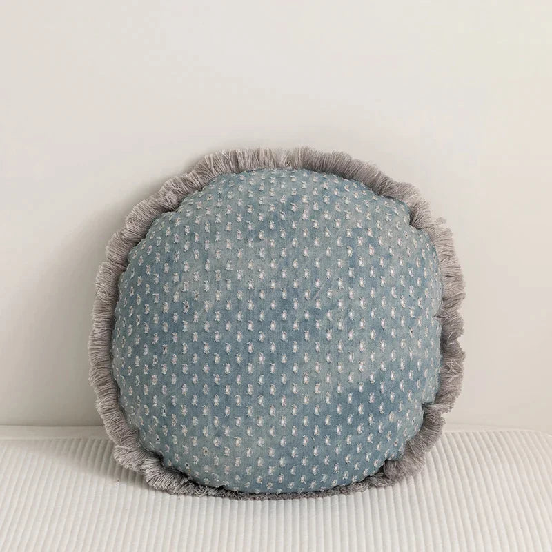 DecorBites™ Denim Fringed Cushion Cover 45x45cm Square for Home Sofa Bed Decoration