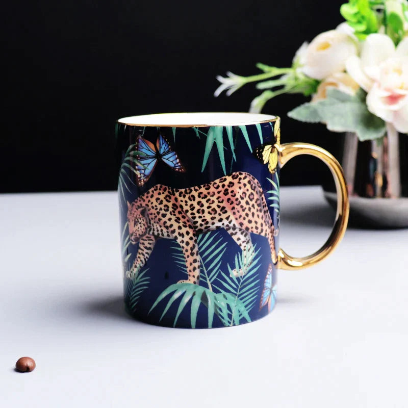 DecorBites™ Jungle Animals Bone China Coffee Mug Set for Tea Lovers and Office Use