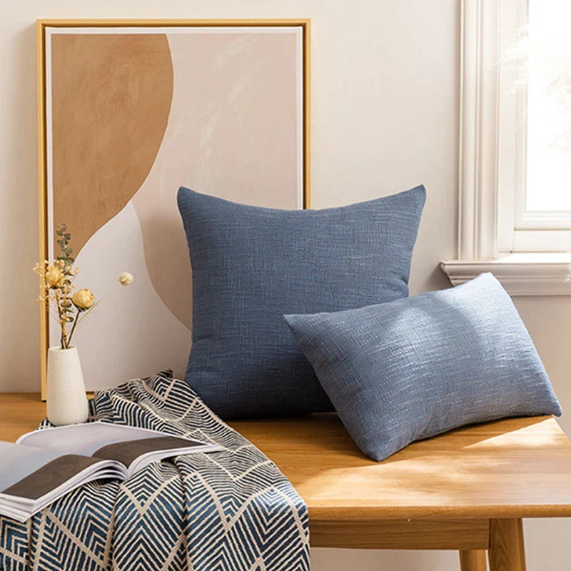 Decorbites™ Leinen-Kissenbezüge Set aus 2 - Einfarbiges Landhaus-Dekor-Hülle