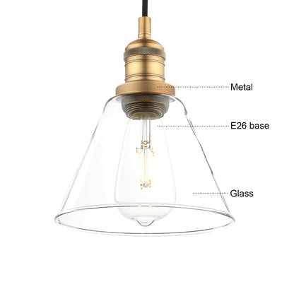 Decorbites™ Klar-Glas-Trichter-Kegelleuchte - Industrielle Vintage 1-Licht-Deckenleuchte