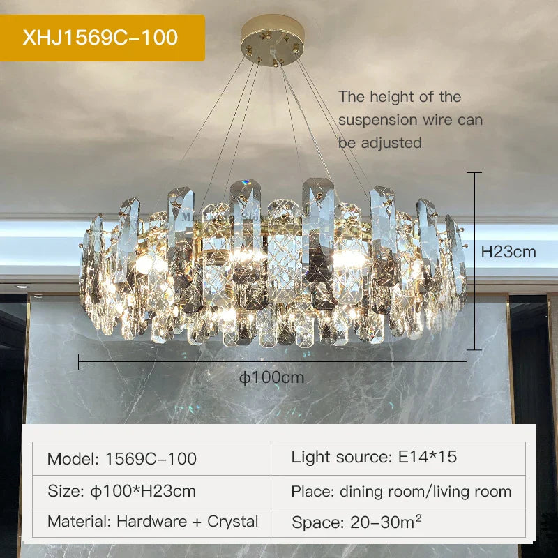DecorBites™ Crystal LED Chandelier for Elegant Living Room, Dining, Bedroom, Kitchen