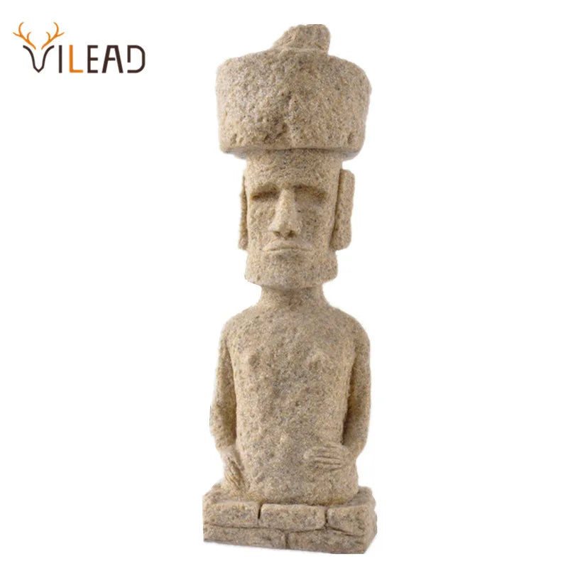 Decorbites™ Osterinsel-Moai-Pukao-Statue-Figurine für Zuhause und Bürodekoration, Wohnzimmer-Dekor, Regal