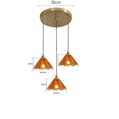 Decorbites™ Japanisches Vintage-Glas-Kupfer-LED-Pendant-Lampenleuchte für Schlafzimmer, Bar, Café