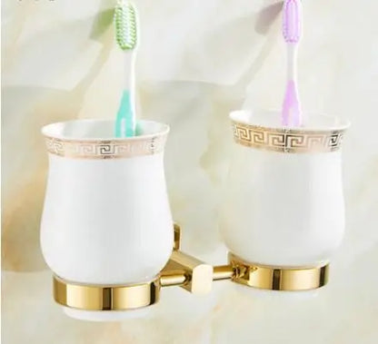 Decorbites™ Gold Messing Badezimmer-Hardware-Set: Handtuchhalter, Papierhalter, Toilettenbürstenhalter, Handtuchleiter, Haken