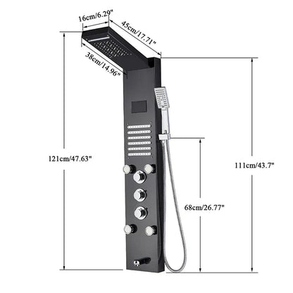 DecorBites™ LED Light Shower Panel Faucet with Waterfall Rain Shower Head and Massage Jets