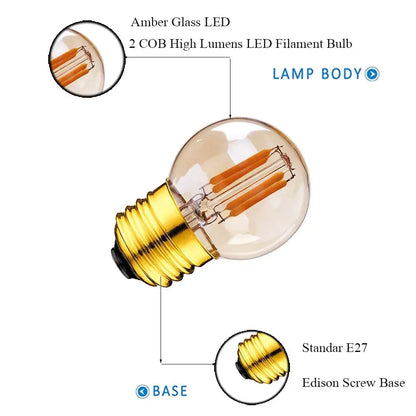 Decorbites™ G40 Edison LED-Birnen 2W E27 220V Warmweiß Filamentlampe für Zuhause Garten Bar