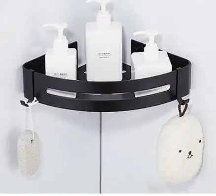 DecorBites™ Black Aluminum Bathroom Corner Shelf Wall Mounted Soap Dish Holder