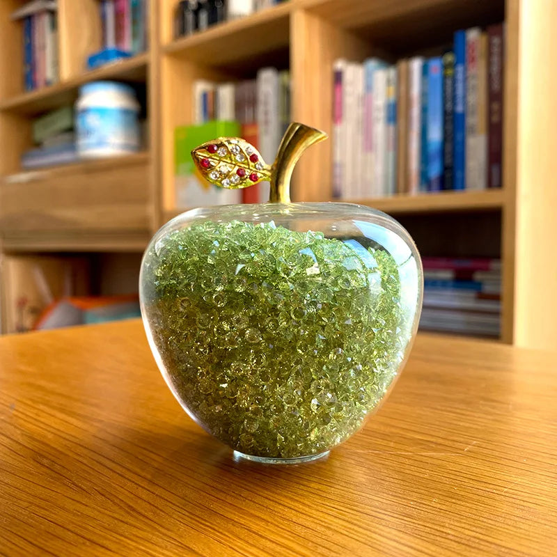 Crystal Apple Paperweight Decor