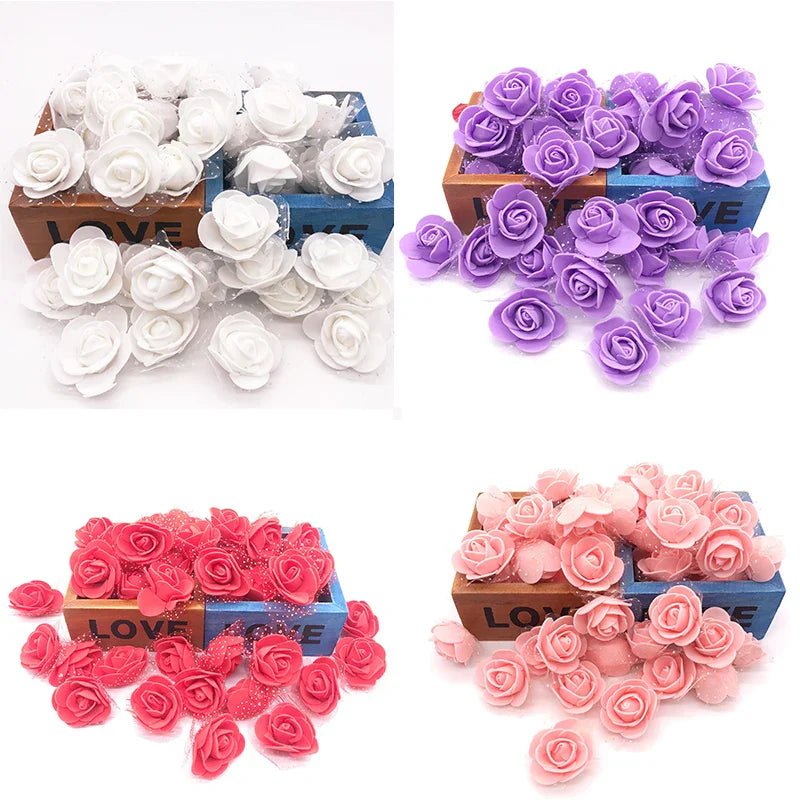DecorBites™ Handmade Foam Rose Flower Heads | 100Pcs Wedding Craft Decoration