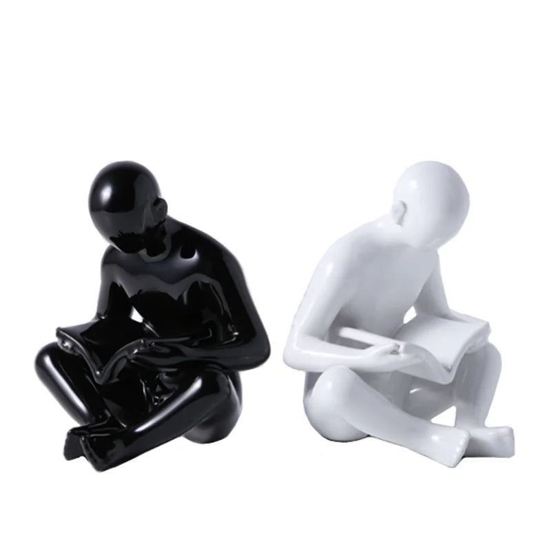 Decorbites™ Kreative Keramik-Skulptur für moderne Desktop-Bücherregal-Dekoration und Heimhandwerksdekoration