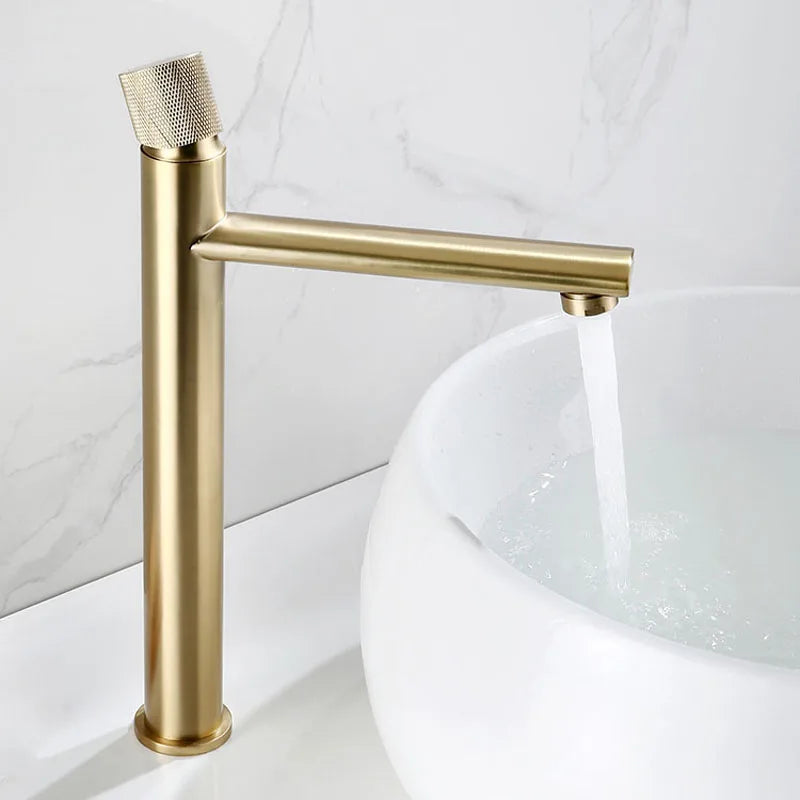 Brushed Gold Basin Faucet Deck-Mounted Long