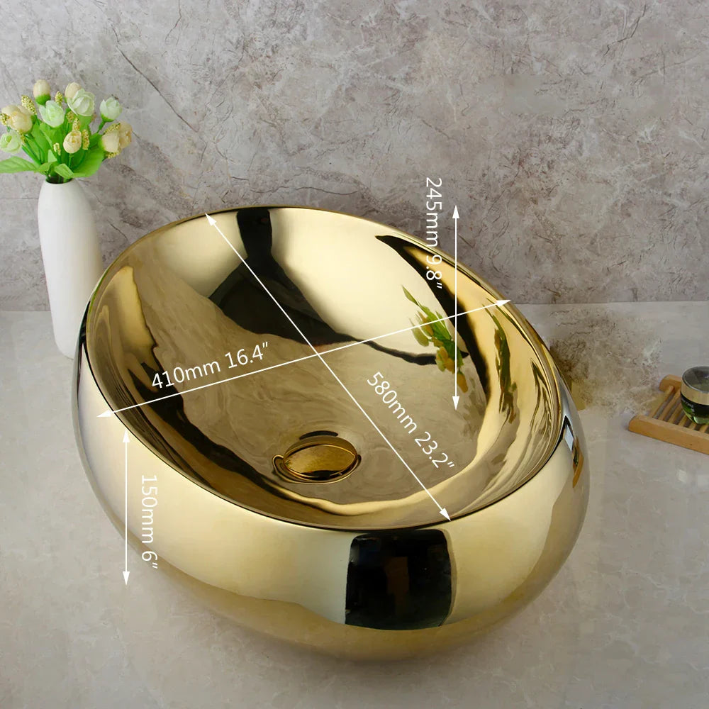 Gold Ceramic Basin Sink Set