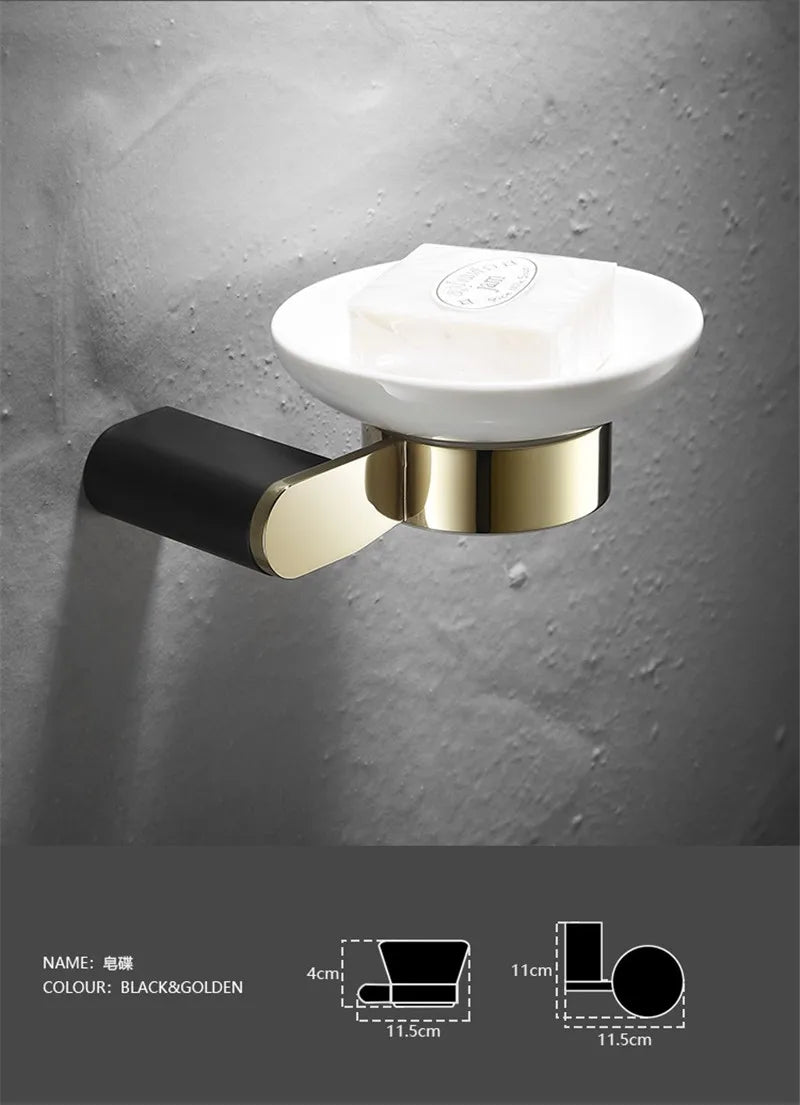 Gold Black Bathroom Set