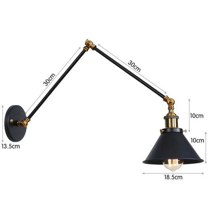 Decorbites™ Schwarze Kupfer Vintage Wandlampe mit langem Arm für Zuhause und Schlafzimmer