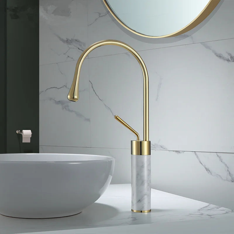 Gold Marble Basin Faucet Tall Style