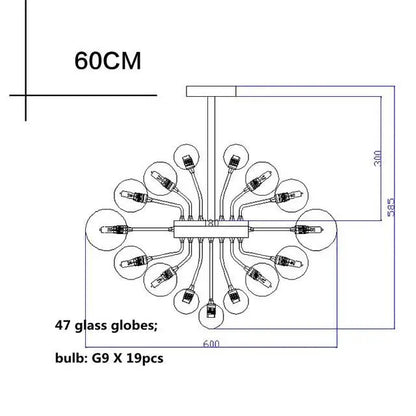 Decorbites™ Glasgloben-LED-Kronleuchter: Nordischer Luxus-Metall-Hängeleuchter für das Wohnzimmer