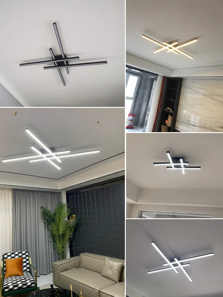 Decorbites™ Schwarze LED-Deckenleuchte Chandelier: Nordisch-minimalistisches Quadratisches Schlafzimmer-Wohnzimmer-Beleuchtung