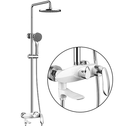 DecorBites™ Black Brass Wall Mounted Bathtub Faucet Set - Rain Shower Head, Handheld, Square