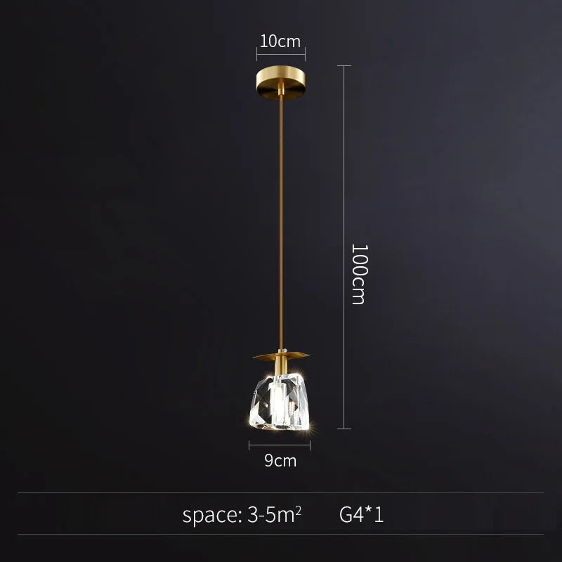 Gold Crystal Art Deco Pendant Light For Kitchen