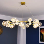 Decorbites™ Goldener Ring-Glasball-Lüster mit Fernbedienung für Wohn- und Esszimmer